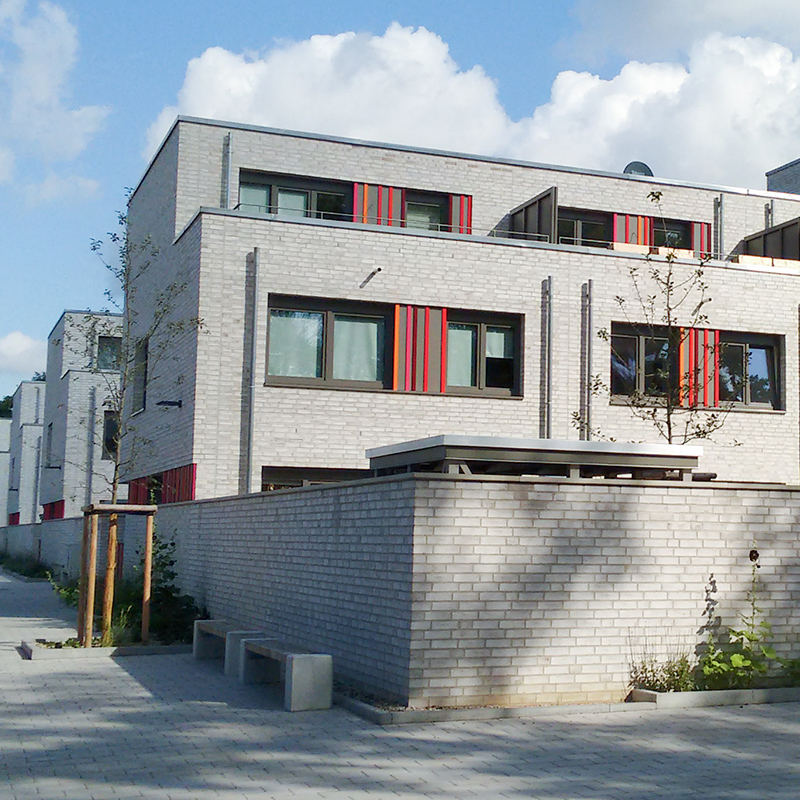 Ansicht Gebäude in der Siedlung Lenbachhöfe